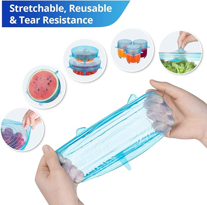 Silicone Stretch Lids, Zero Waste Reusable Silicon Container Lid Covers - Image 3