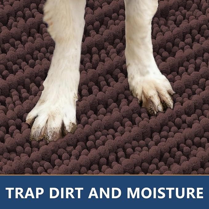Smiry Dog Door Mat for Muddy Paws 36x24, Absorbent Dirt Trapper, Non-Slip - Image 4