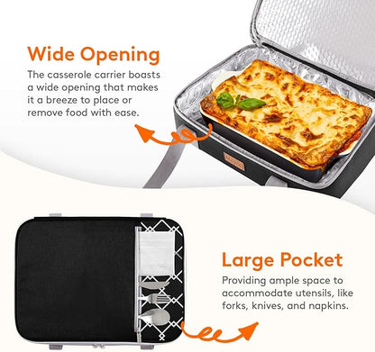 Lifewit Insulated Double Decker Casserole Carrier, Expandable Lasagna Lugger - Image 6