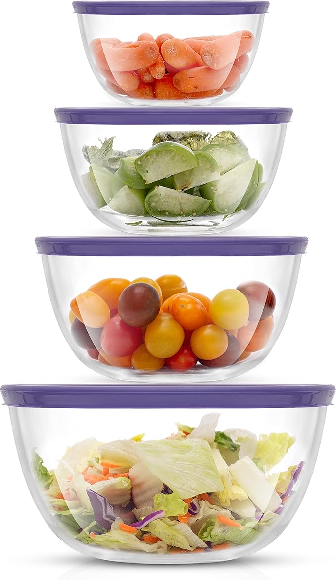 JoyJolt Very Peri 8pc Glass Mixing Bowls by JoyJolt