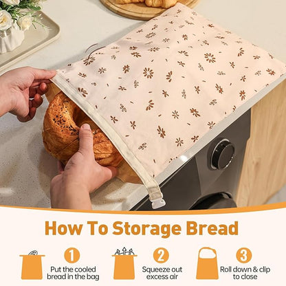 Tirphy 3 Pack Reusable Bread Bags and Bowl Cover Set, Beeswax Bread Bags - Image 7