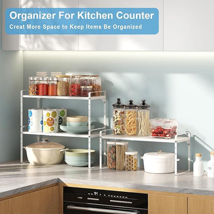 15.5 to 25.5 Inch Kitchen Cabinet Shelf Organizers, Adjustable Kitchen Counter - Image 6