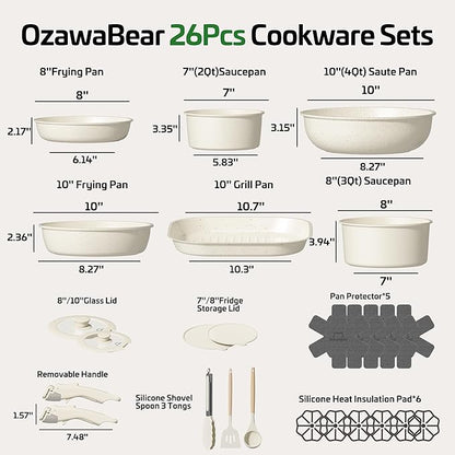 26 Pcs Pots and Pans Set Non Stick, Ceramic Cookware Set Non Toxic - Image 2