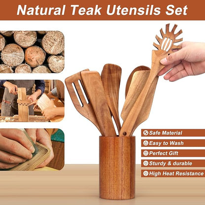 9 Pcs Wooden Spoons for Cooking Utensils - Image 7