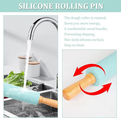 3Pcs Silicone Rolling Pin for Baking Sets, 15Inch Pastry Dough Roller - Image 4