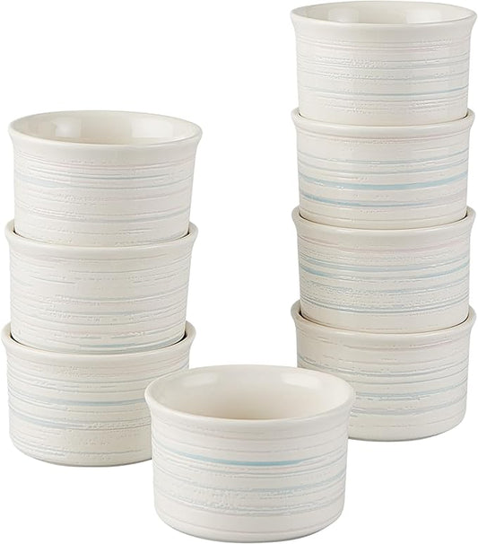 Pyrex 8-Piece, 6oz Ceramic Ramekin Bakeware Set, Nonstick Souffle Oven Pans by Pyrex