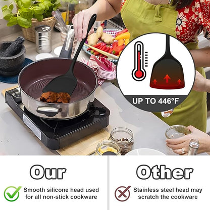 TeamFar Silicone Cooking Utensils, Heat-Resistant Solid & Slotted Cooking - Image 3