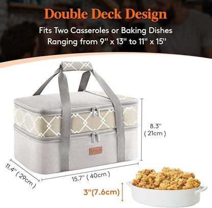 Lifewit Insulated Double Decker Casserole Carrier, Lasagna Lugger Holder - Image 2