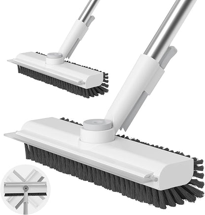 Floor Scrub Brush with Long Handle, 3 in 1 Scrape and Heavy-Duty Stiff Bristle by AIRU