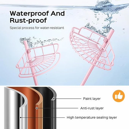 HAMITOR Corner Shower Caddy Tension Pole: 4-Tier Rust-Resistant Adjustable - Image 2