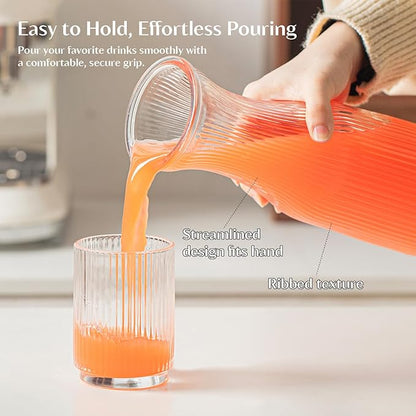 INSETLAN 1 Liter Ribbed Glass Carafe - Image 6