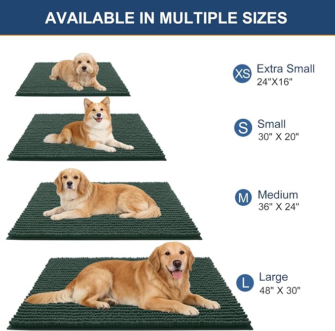 OLANLY Dog Door Mat for Muddy Paws 40x32, Ultra Absorbent Chenille Mud Doormat - Image 2