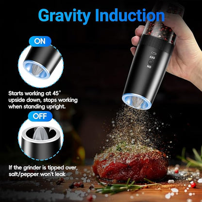 MealHelper Rechargeable Gravity Electric Salt and Pepper Grinder Set - Image 4
