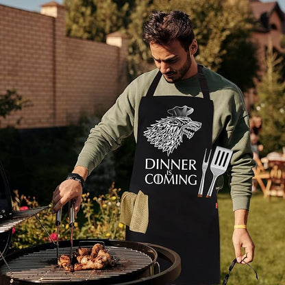 Grill Aprons for Men Women, Dinner is Coming Kitchen Chef Apron - Image 6