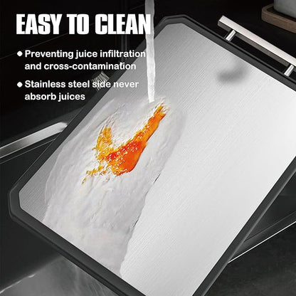 SNOWCLAD Stainless Steel Cutting Board, Double Sided Steel Cutting Board Set - Image 3