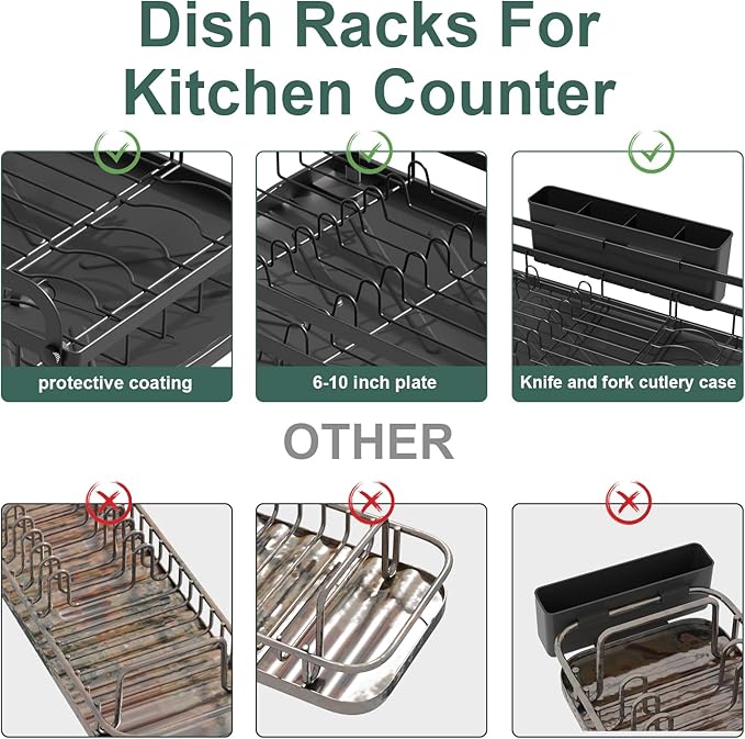 LIYI Dish Drying Rack and Sink Organiser, Removable Drainer Tray, Adjustable - Image 7