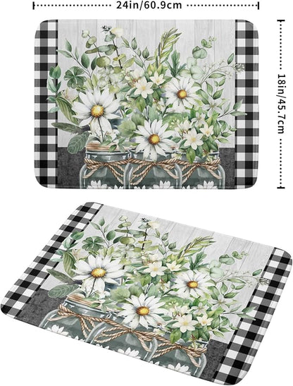 Spring Summer Daisy Floral Dish Drying Mat - Image 2