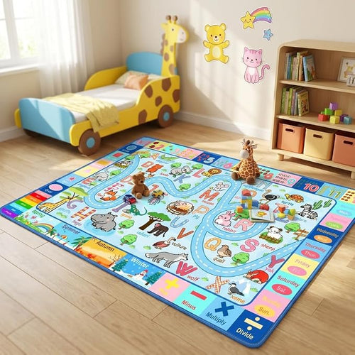ABC Rug with Alphabet Animals Numbers Shapes, Kids Rugs by HBUFBUQ