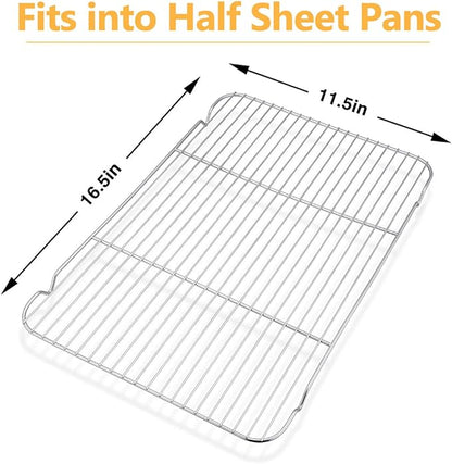 Baking Cooling Rack Set of 2, E-far 16.5"x11.5" Stainless Steel Metal Roasting - Image 2