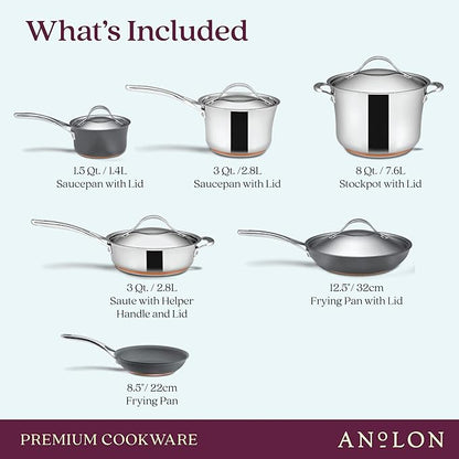 Anolon Stainless Steel & Hard Anodized Aluminum, Cookware Set - Image 2