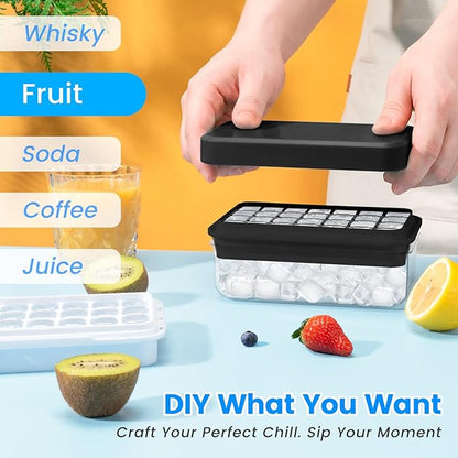 PHINOX Ice Cube Tray with Lid and Bin, 3 Pack Plastic Ice Cube Tray Molds - Image 4