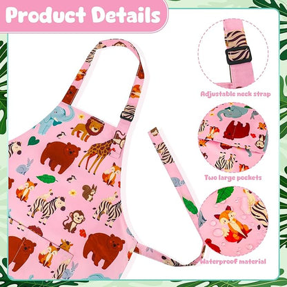 2 Pack Kids Apron, Cute Cooking Aprons, Waterproof Art Apron - Image 3
