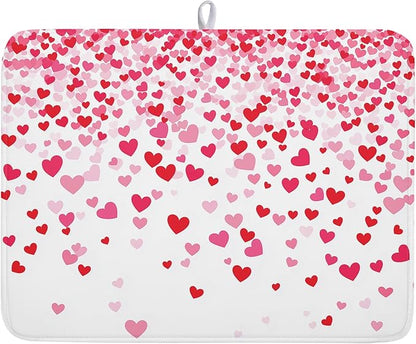 Valentine's Day Dish Drying Mat by Kawani