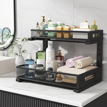1 Pack 17IN Depth Under Sink Storage Organizer, Large 2-Tier Elegant Mesh Pull - Image 7