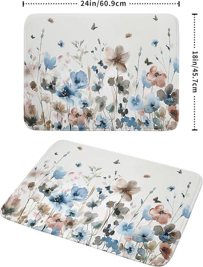 Giwawa Watercolor Floral Dish Drying Mat, Spring Summer Wildflower Microfiber - Image 2
