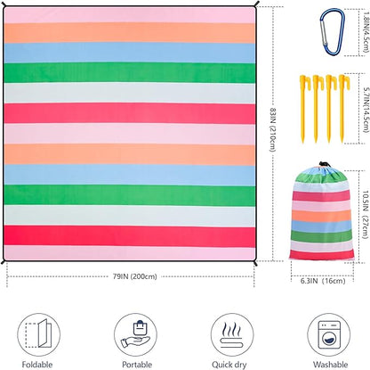 HIHOHO Beach Blanket Waterproof Sandproof Extra Large Beach Mat 79" X - Image 2