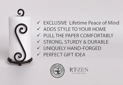 RTZEN Matte Black Paper Towel Holder Countertop - Image 2