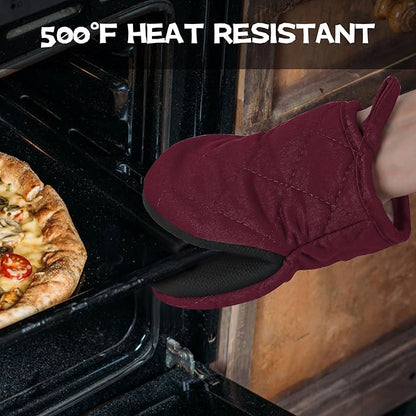 Oven Mitts and Pot Holders Set, Heat Resistant Silicone Kitchen Mini Oven - Image 5