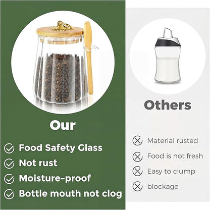 holoith Sugar Jar with Lid and Spoon, 24oz Large Glass Spice Jars - Image 6