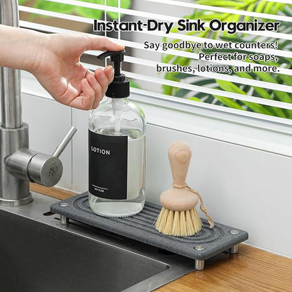 Razborci Water Absorbing Stone Sink Caddy Kitchen Sink Organizer Tray, - Image 5