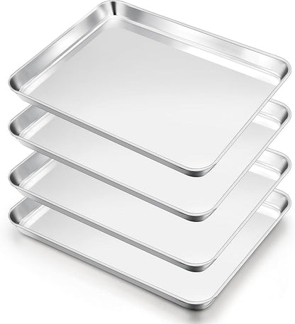 E-far Cookie Sheets Set of 4, 18”x13” Stainless Steel Baking Sheet Pans by E-far