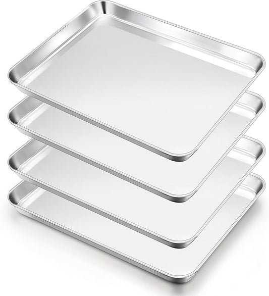 E-far Cookie Sheets Set of 4, 18”x13” Stainless Steel Baking Sheet Pans by E-far