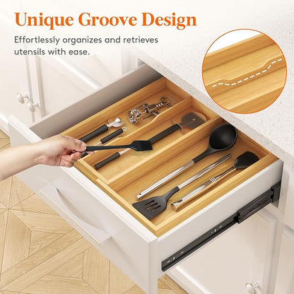 Lifewit Utensil Organizer for Kitchen Drawer, Expandable Cooking Utensil Tray - Image 7