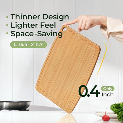 Keechee Dishwasher Safe Bamboo Cutting Boards 15.4x11.7in Heat-Resistant - Image 3