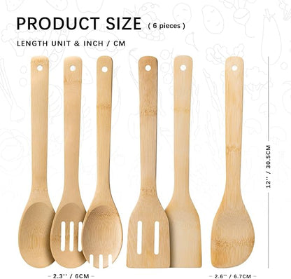 Wooden Spoons for Cooking, Wooden Spoon & Wooden Spatula, Bamboo Cooking - Image 2