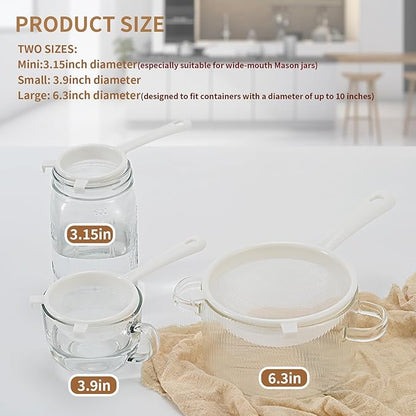 Kefir Strainer Set, 3-Size Plastic Non-Metal Sieve - Image 2