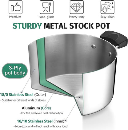 6 Quart 3-Ply Cooking Stock Pot - Image 4