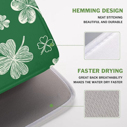 St Patrick's Day Dish Drying Mat 16 x 18 Inch Green Shamrock Dish Drainer Rack - Image 4