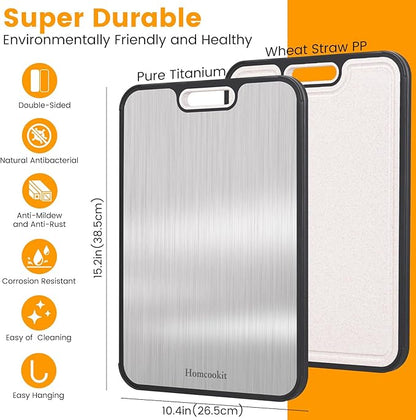 Titanium Cutting Board for Kitchen, Double Sided Cutting Board, Pure Titanium - Image 2