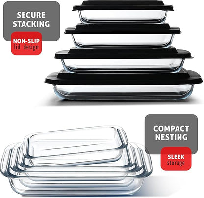 Nestl 8pc Glass Baking Dishes for Oven, Glass Food Storage Containers - Image 5