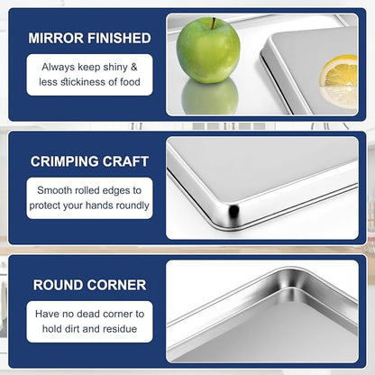 P&P CHEF 9 Inch Baking Cookie Sheet, Oven Pan Tray Stainless Steel Sheet Pan - Image 3