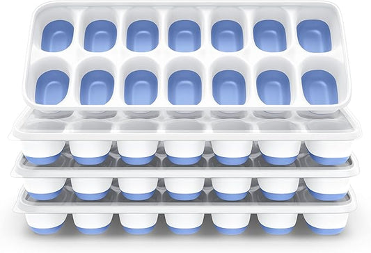 ChefAide Ice Cube Tray with Lid, 4 Packs 56 Cubes Durable Stackable Ice Cube by ChefAide