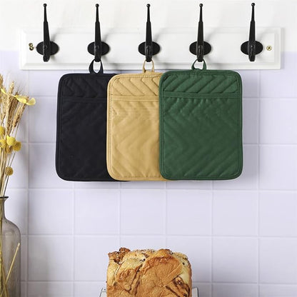 Anyi Pot Holders and Oven Mitts 7" X 9" Heat Resistant Cotton Pocket Pot Holder - Image 3