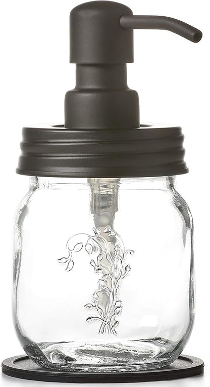 12oz Mason Jar Black Soap and/or Lotion Dispenser by Industrial+Rewind