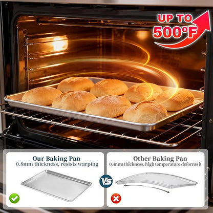 Full Size Commercial Quality Baking Sheet Pan, Bastwe Aluminum Cookie Tray Pan - Image 4