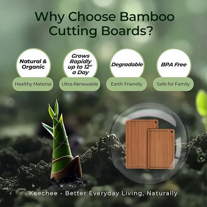 Keechee Butcher Block 2-Pcs Carbonized Bamboo Cutting Board Set - Image 7